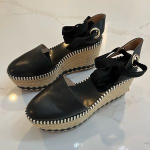 Tory Burch Leather Platform Espadrilles